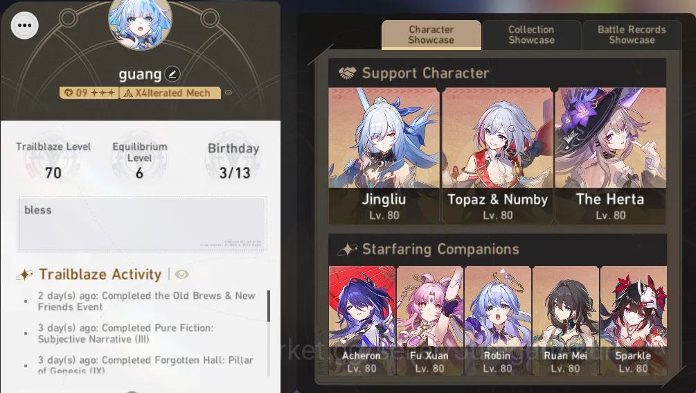 Asia|TL70|21 Limited|Castorice+Sign,TheHerta+Sign,Jingliu+Sign,Acheron,Jiaoqiu,Aventurine,ETC|TakeEmail|CheckSS(HSR3173) Honkai Star Rail End Game Asia|TL70|21 Limited|Castorice+Sign,TheHerta+Sign, image 1