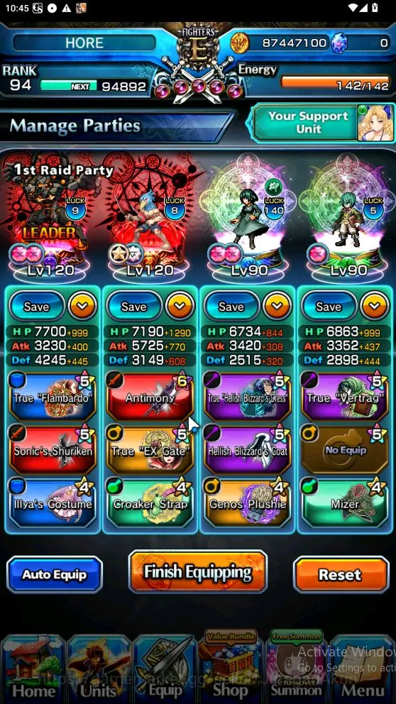 Grand Summoners Accounts Mid-Game Global|Rank 94|19 Ascend[MomoTW,IndexTW,UbelTW,GamagooriTW,Narberal,Young 2