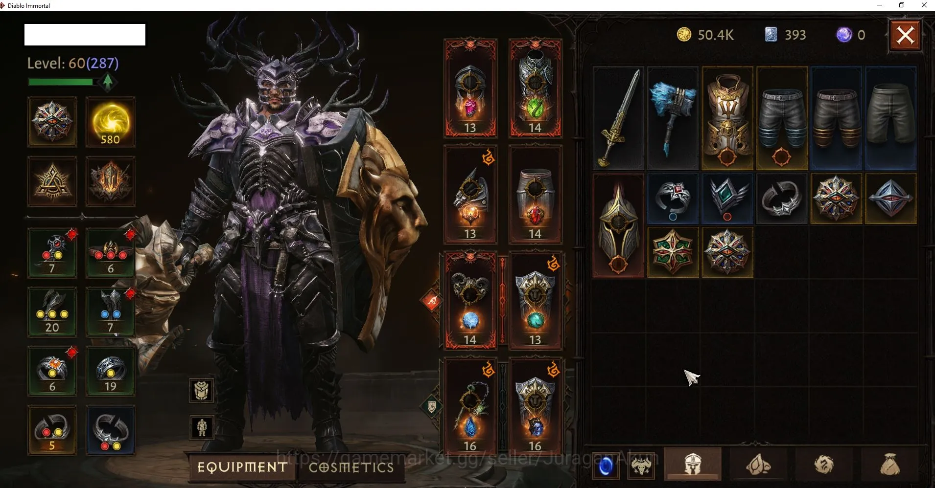 Diablo Immortal Accounts Mid-Tier SEA - Anu|Lv 60(287)|Ready Farm - Crusader 24478 CR + 580 Reso| Esessence Lvl 2 2/30 3