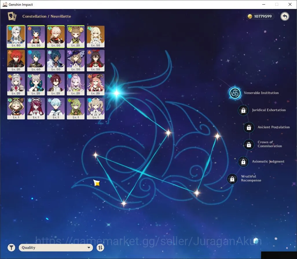 Genshin Impact Accounts Mid Game EU|AR 48|2 Limited + 1 [5 Star Weapon]|[Neuvillette C1,Kazuha]|Welkin ON|Low Explore 4