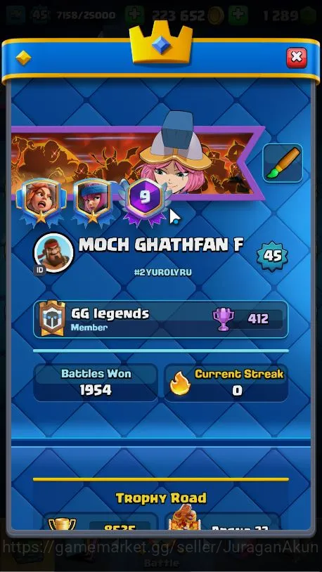 Clash Royale Accounts Midgame Lvl 45|Trophy 8535|KTL 14|Limited Skin Emote|Card 121|1 HERO,6 EVO,8 Champ,21 Legend,33 3