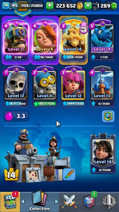 Clash Royale Accounts Midgame Lvl 45|Trophy 8535|KTL 14|Limited Skin Emote|Card 121|1 HERO,6 EVO,8 Champ,21 Legend,33 5