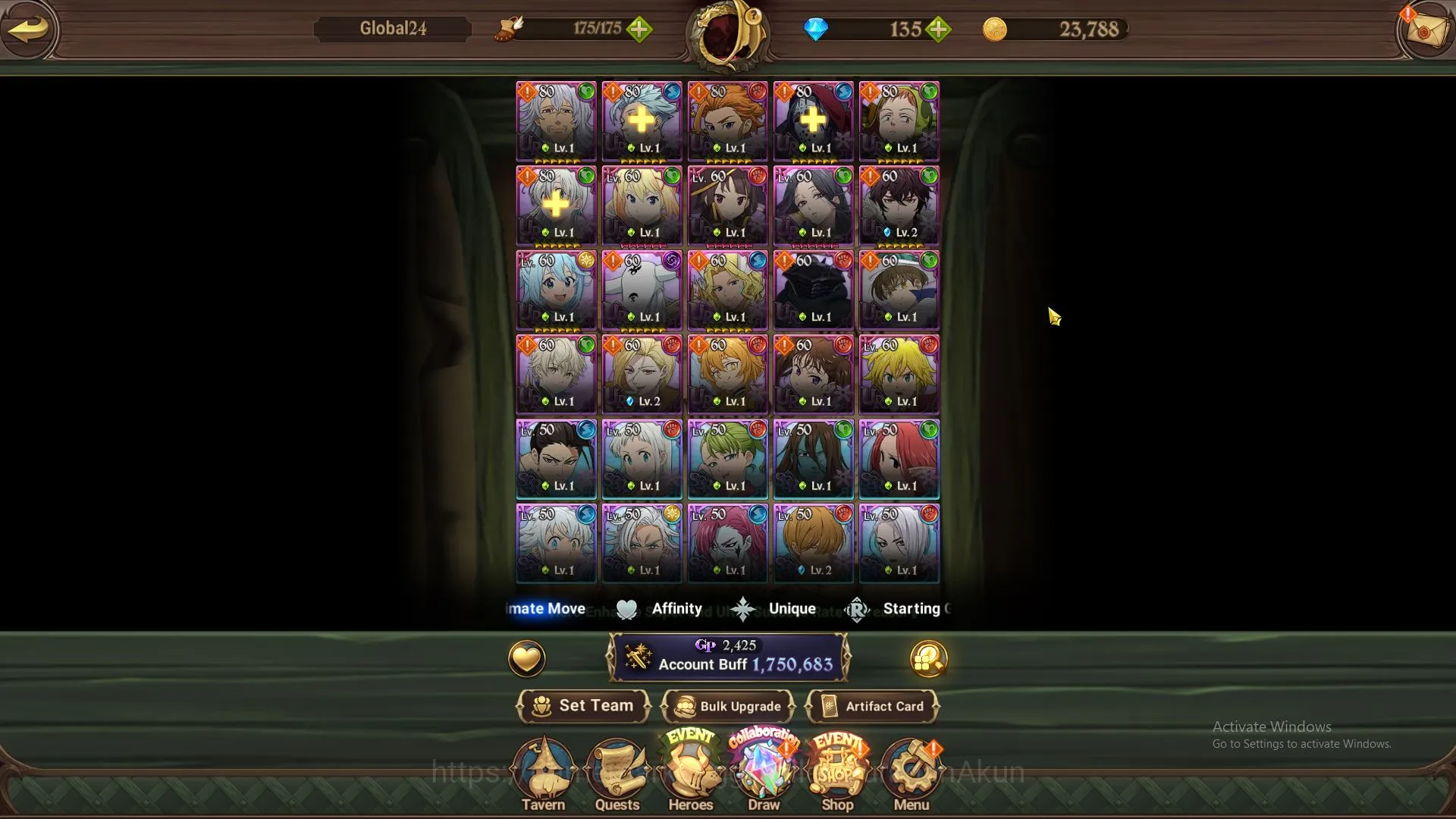 The Seven Deadly Sins: Grand Cross Accounts Midgame Global|1,7M CC|1 LR + 3 UR + Blessing Collabs + 135 Gems 2