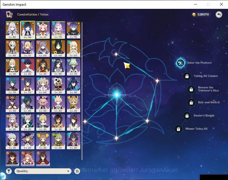 Genshin Impact Accounts Mid Game ASIA|AR 55| 4 Limited+3 [5 Star's Weapon] | (Yelan C1,Flins)+Sign [Skirk,Arlecchino] |MC 3