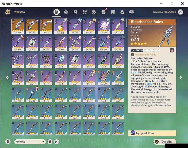 Genshin Impact Accounts Mid Game ASIA|AR 55| 4 Limited+3 [5 Star's Weapon] | (Yelan C1,Flins)+Sign [Skirk,Arlecchino] |MC 5