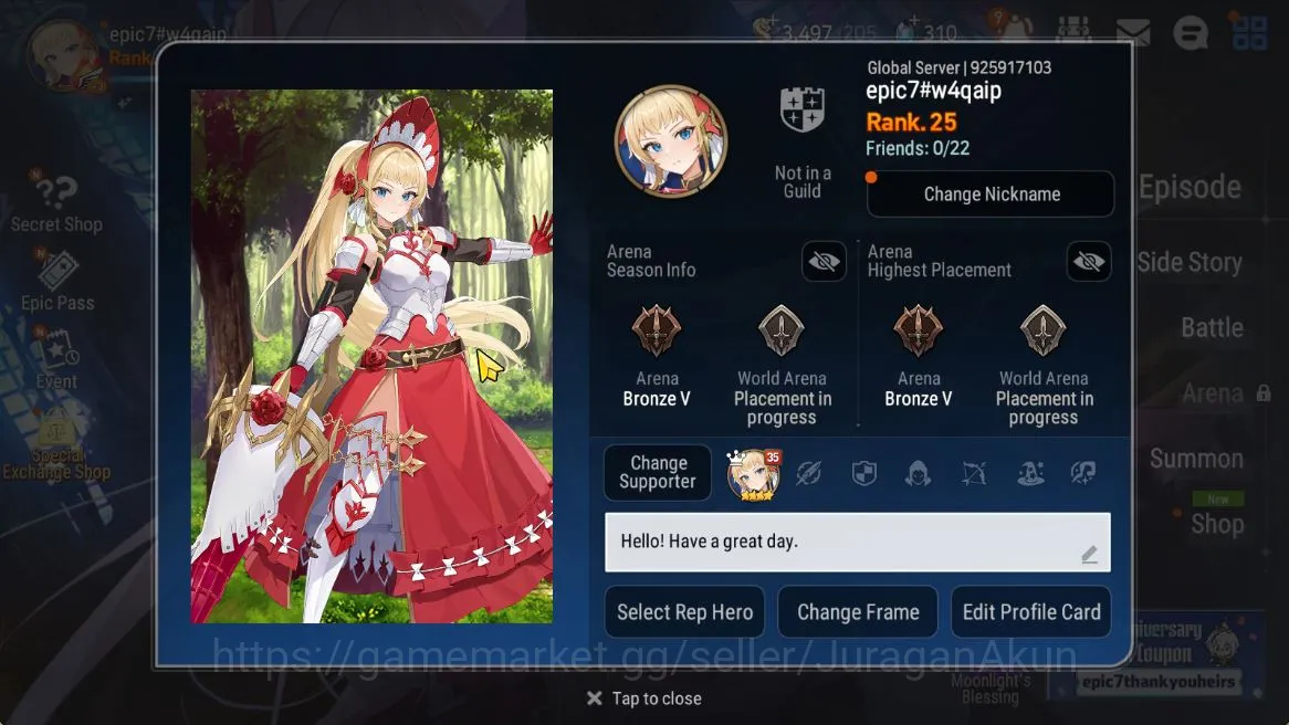 Global Unverif|Fresh Starter|2 ML(Har setti, Astromancer Elena) Nahkwol, Krau, Violet, etc|POH ON|Stove(ES2729) Epic Seven Starter Global Unverif|Fresh Starter|2 ML(Har setti, Astro image 1