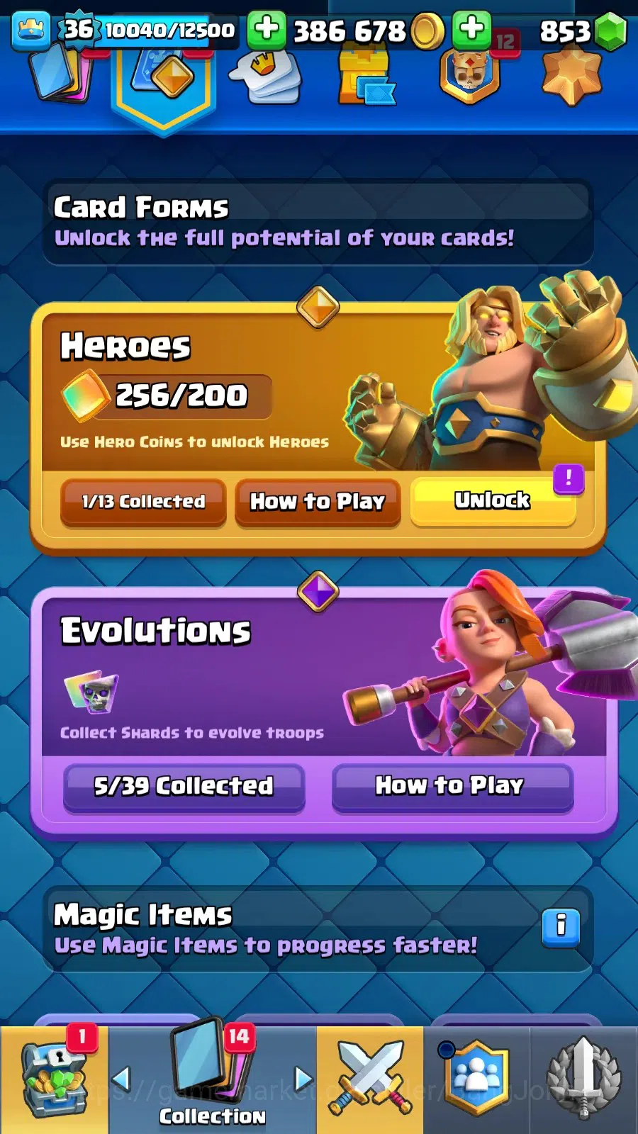 Clash Royale Accounts Lv 36|KTL 12|Trophy 7832|Card 117|1 Hero (Golden K image 18