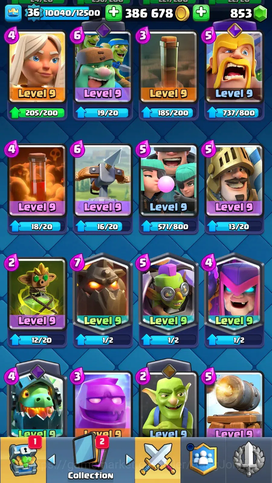 Clash Royale Accounts Lv 36|KTL 12|Trophy 7832|Card 117|1 Hero (Golden K image 2