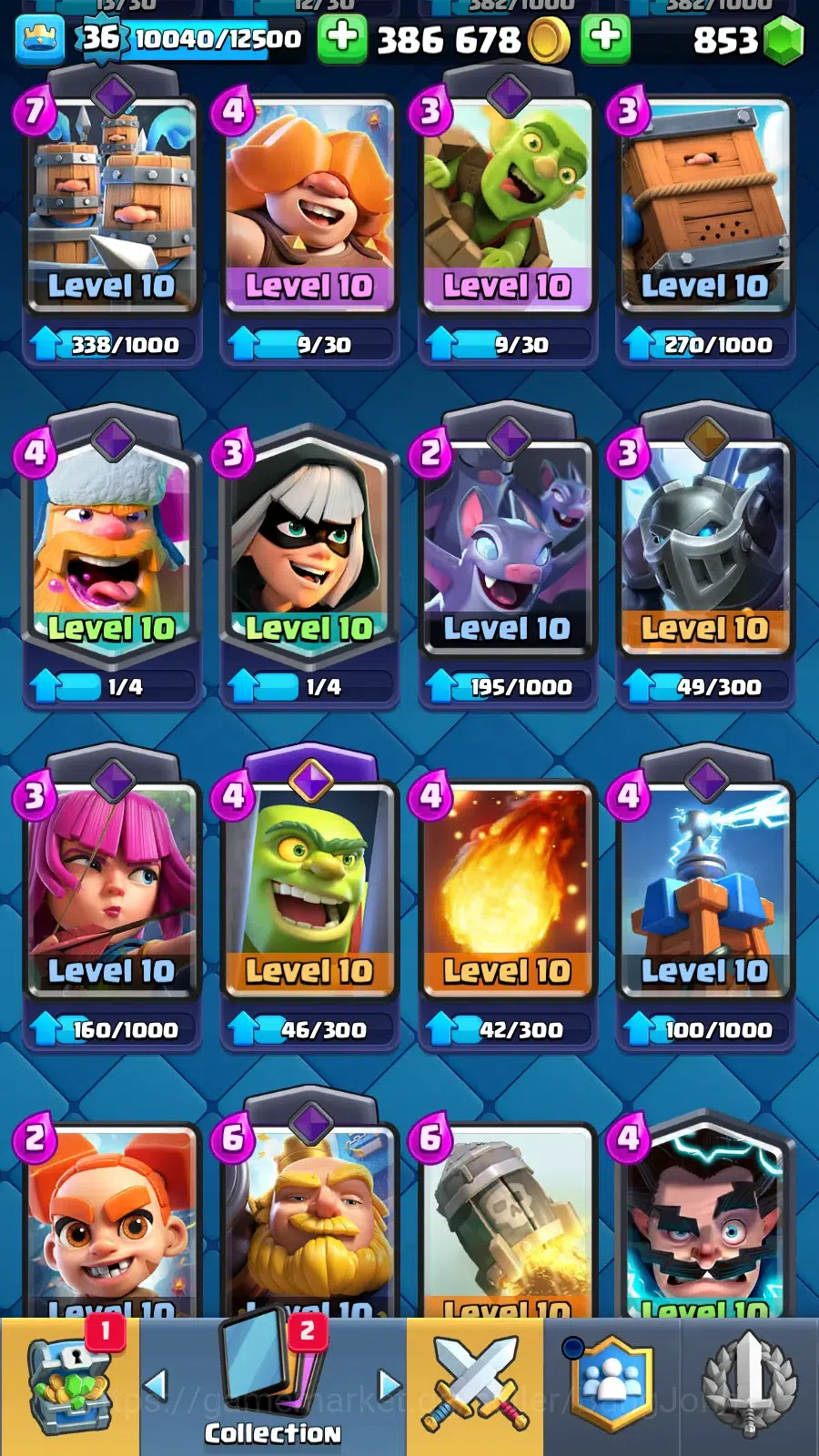 Clash Royale Accounts Lv 36|KTL 12|Trophy 7832|Card 117|1 Hero (Golden K image 4