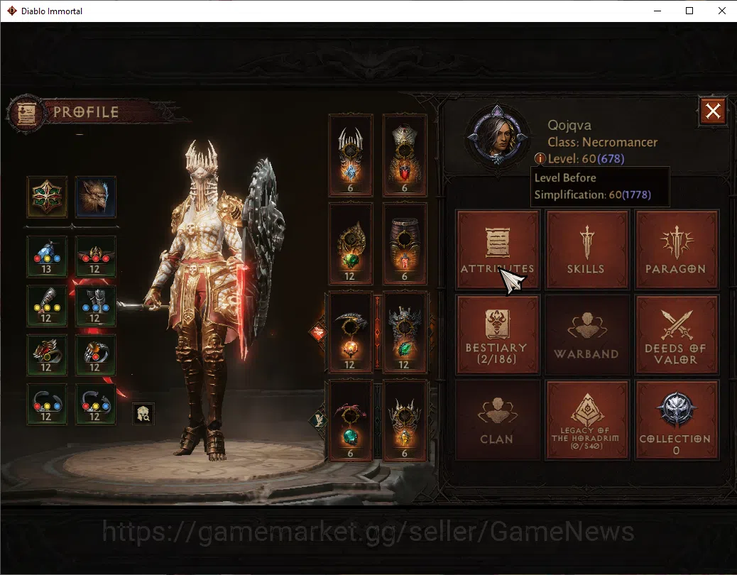 Diablo Immortal Accounts SA-Malah|CS ON|Lv60(678)|Necromancer|CR 38k|Reso 4 image 3