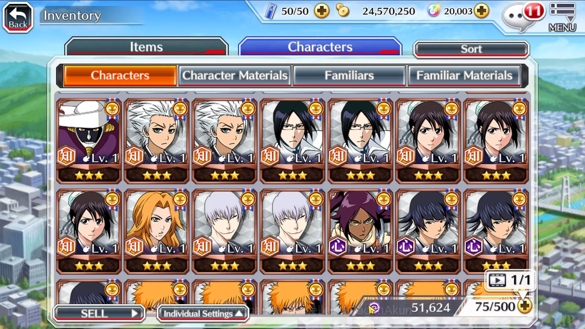 Bleach: Brave Souls Accounts Mid-Tier [GLOBAL]Fresh Story Hard +20k Orbs|White 8th Anniv LV200,Yumichika Manor