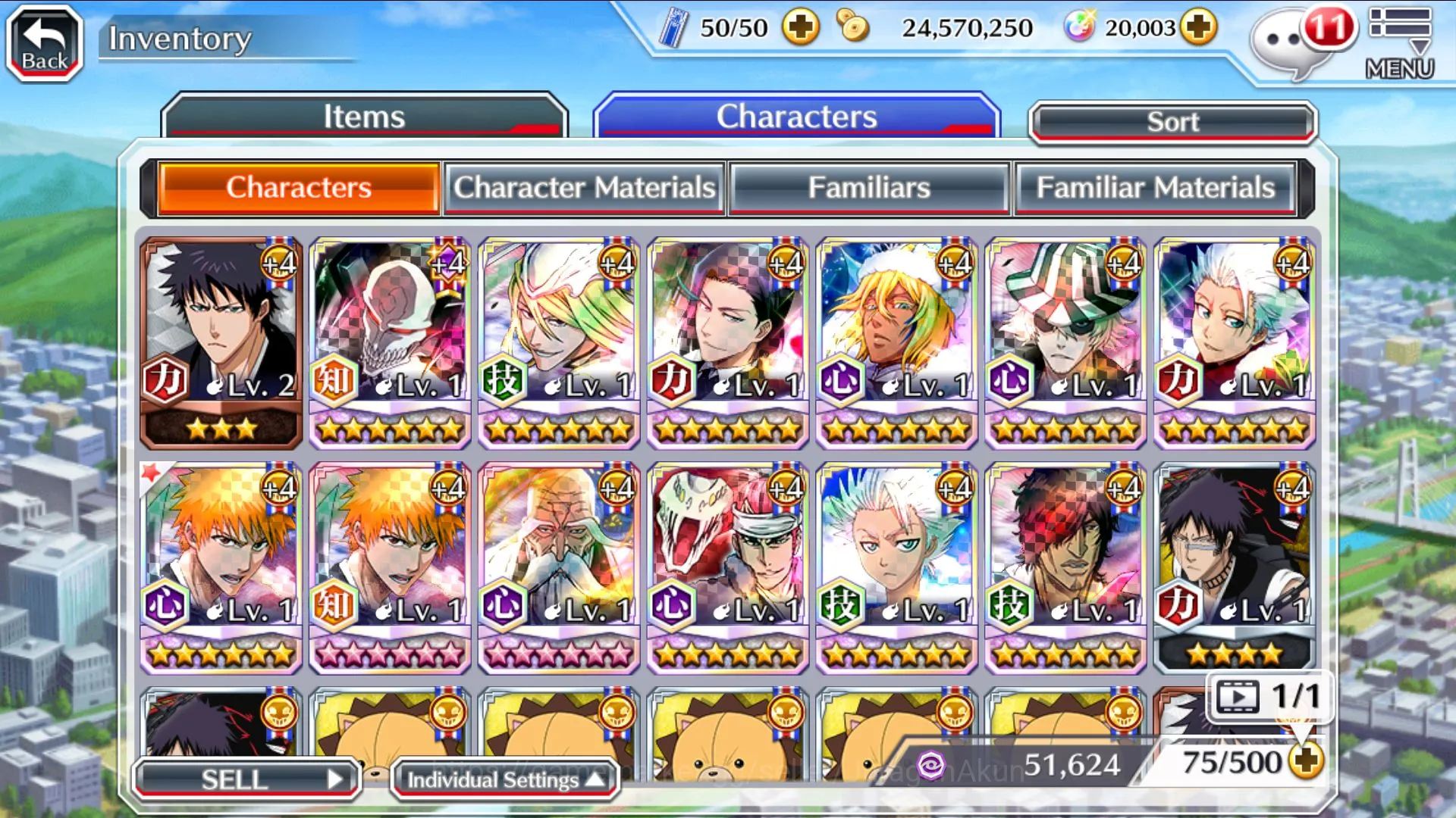 Bleach: Brave Souls Accounts Mid-Tier [GLOBAL]Fresh Story Hard +20k Orbs|White 8th Anniv LV200,Yumichika Manor 2