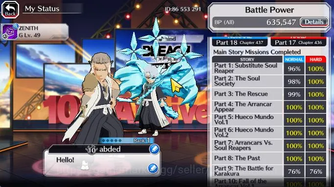 Bleach: Brave Souls Accounts GLB BP 635K 46k Orbs|SajinToshiroTYBW,Gremmy9th,Ke image 2
