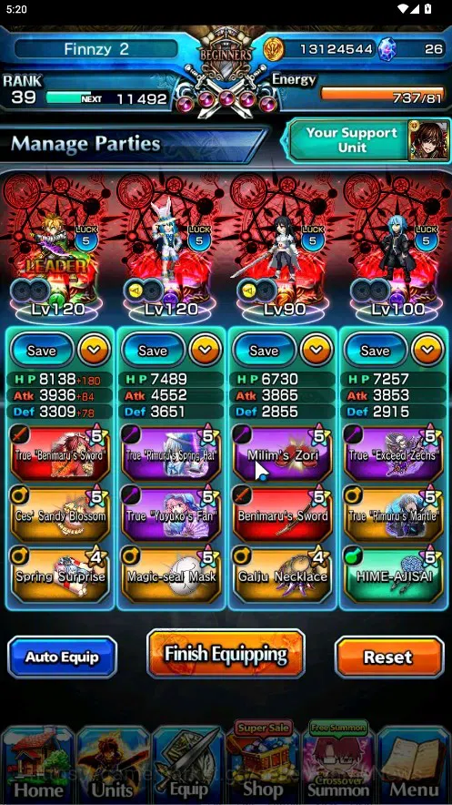 Grand Summoners Accounts End-Game Global|Rank 39|5 Ascend 2 TW|DL Rimuru+TW,DLS Rimuru+TW,Fen,Shizu,Anti Heroine Pola|Lpot 3