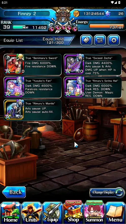 Grand Summoners Accounts End-Game Global|Rank 39|5 Ascend 2 TW|DL Rimuru+TW,DLS Rimuru+TW,Fen,Shizu,Anti Heroine Pola|Lpot 5