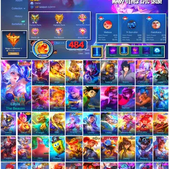 Mobile Legends: Bang Bang Accounts #3961 484 Skins Legend Layla & Franco Collector Arlot, Xavier, Aamon & Natalia Sasuke