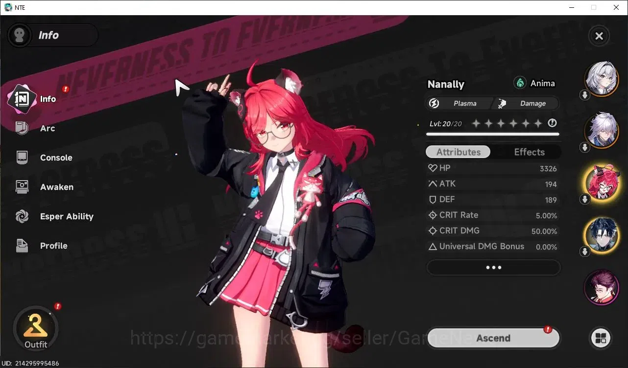 Neverness to Everness Accounts GLOBAL SEA|HL 10|TL 6|3 SSR 2 Limit[Chaos,Nanaly],Baicang|Select ON+1 S-Class Select|Mod 2