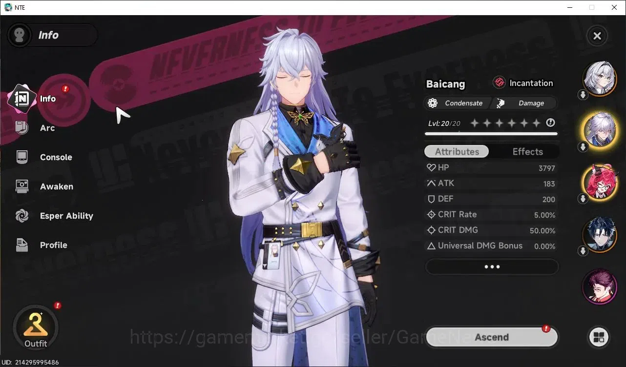 Neverness to Everness Accounts GLOBAL SEA|HL 10|TL 6|3 SSR 2 Limit[Chaos,Nanaly],Baicang|Select ON+1 S-Class Select|Mod 3
