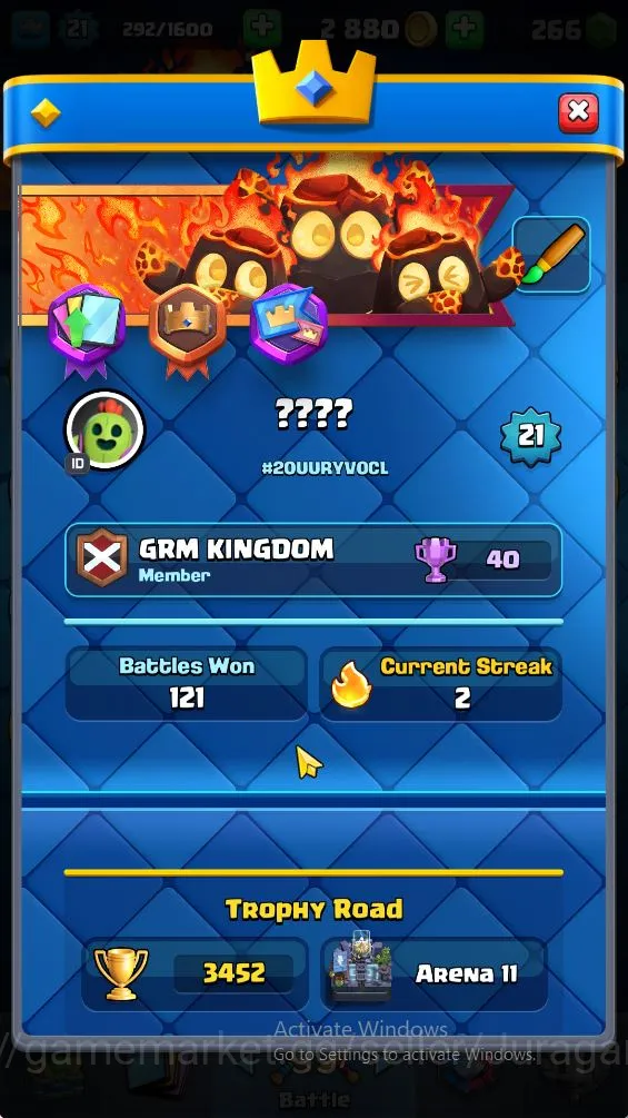 Clash Royale Accounts Midgame Lvl 21 | Trophy 3452 | KTL 8 | Card 99 | 2 Evo, 15 Epic, 24 Rare, 26 Common | 266 Gems |Take 2