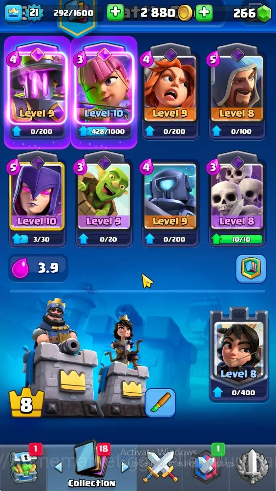 Clash Royale Accounts Midgame Lvl 21 | Trophy 3452 | KTL 8 | Card 99 | 2 Evo, 15 Epic, 24 Rare, 26 Common | 266 Gems |Take 5