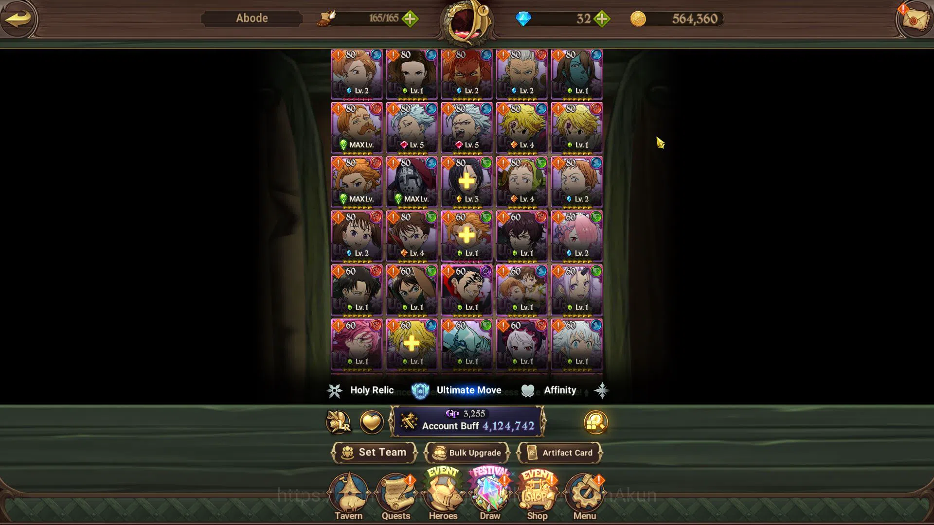 The Seven Deadly Sins: Grand Cross Accounts Midgame Asia|4,1M CC|5 UR+Many Collab[Aot,Tensura,Overlord,Re:Zero,Stranger 8