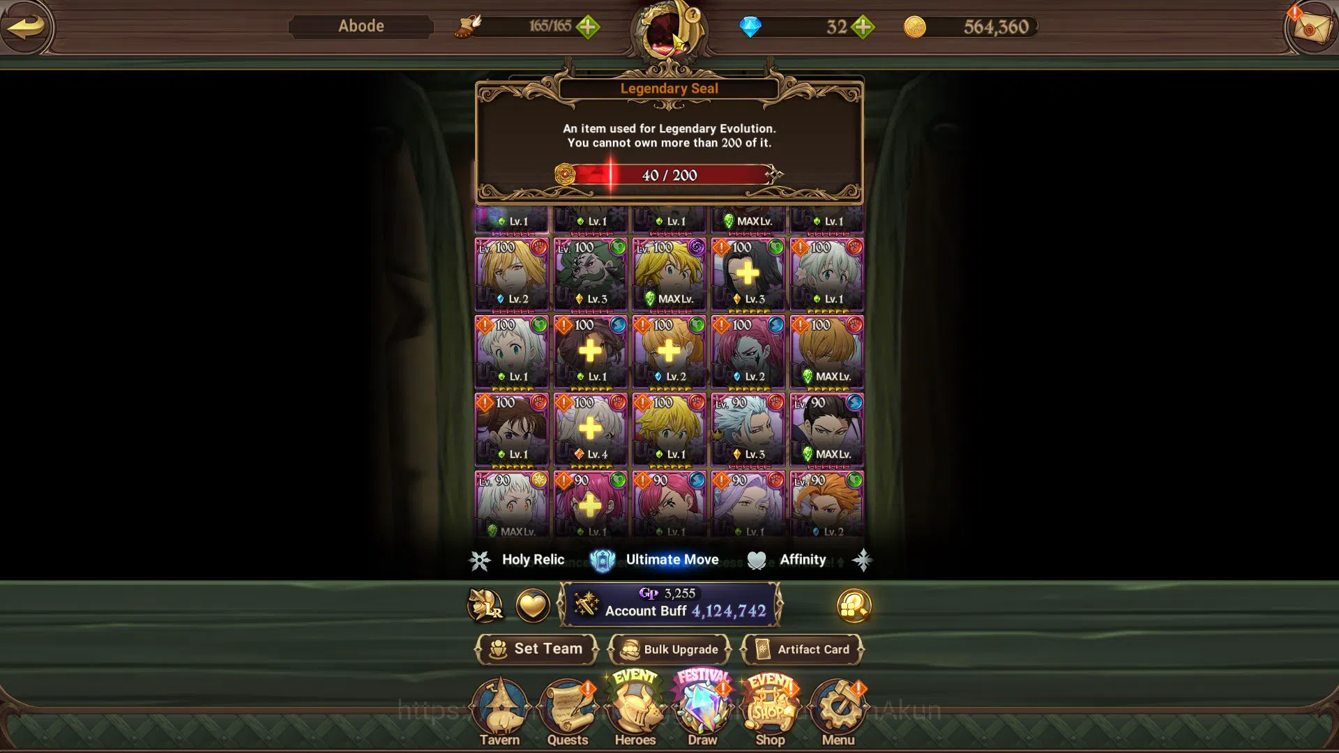 The Seven Deadly Sins: Grand Cross Accounts Midgame Asia|4,1M CC|5 UR+Many Collab[Aot,Tensura,Overlord,Re:Zero,Stranger 5