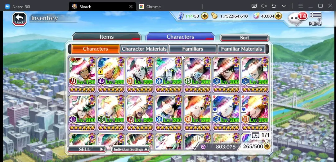 Bleach: Brave Souls Accounts Mid-Tier [GLOBAL] 40K Orbs | Rukia 10th,Nelliel+Rangiku Swimsuit25,Aizen Renewed,etc| Check SS