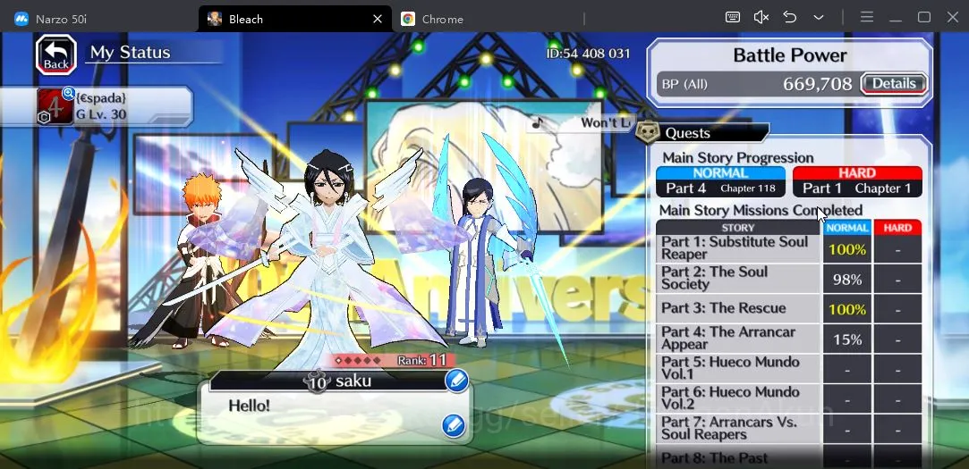 Bleach: Brave Souls Accounts Mid-Tier [GLOBAL] 40K Orbs | Rukia 10th,Nelliel+Rangiku Swimsuit25,Aizen Renewed,etc| Check SS 4