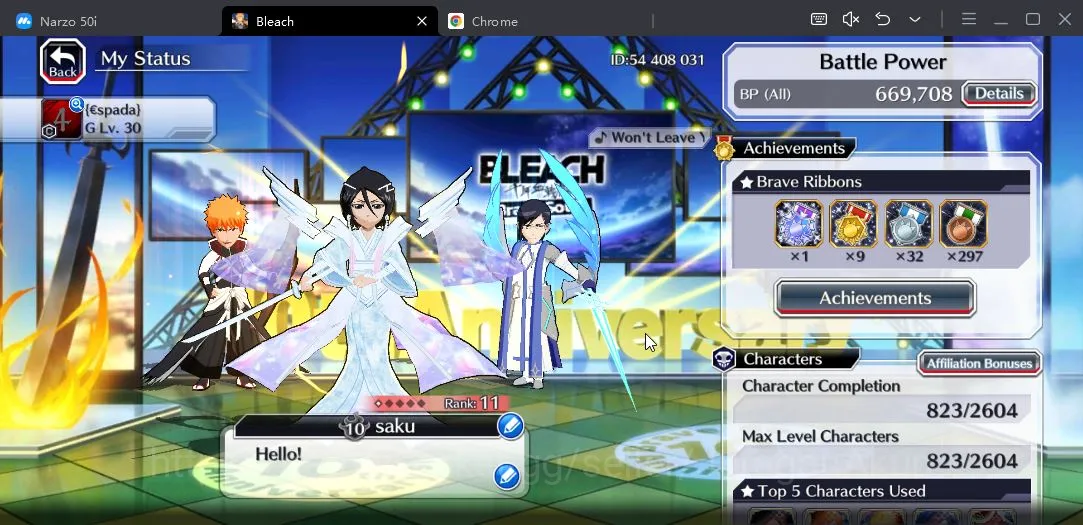 Bleach: Brave Souls Accounts Mid-Tier [GLOBAL] 40K Orbs | Rukia 10th,Nelliel+Rangiku Swimsuit25,Aizen Renewed,etc| Check SS 6