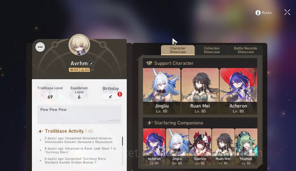 Honkai Star Rail End Game Asia|TL 69|15 Limited|[Castorice,Acheron,Jingliu,S image 1
