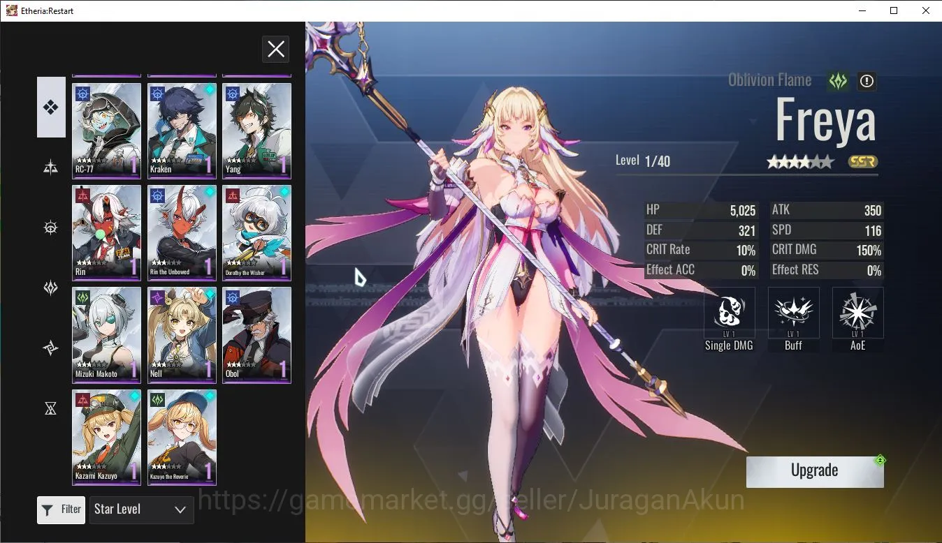 Etheria: Restart Accounts Mid‑Tier Global-S11| 5 SSR(Lian,Beyotin,Tiamat,HoyanP1,Freya) 20 SR Animus |Male MC|Log Google 5
