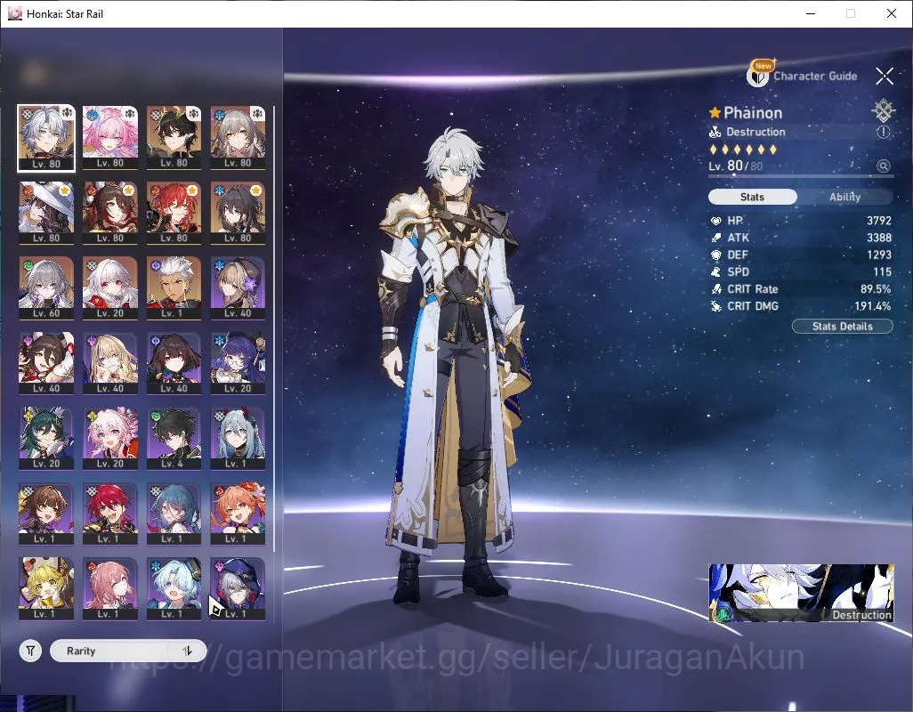 Honkai Star Rail Accounts Mid Game ASIA | TL 65 | 7 Limit|[Cyrene E2,The Dahlia,Phainon]+Sign,Fugue,Dante,Etc|SJ 4,4K|MC 2