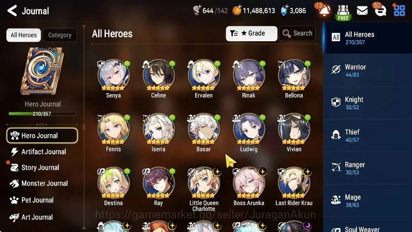 Epic Seven Accounts Mid-Tier Asia Unverif|14ML (Zio,Barunka,DK Sharun,etc)Limited 6
