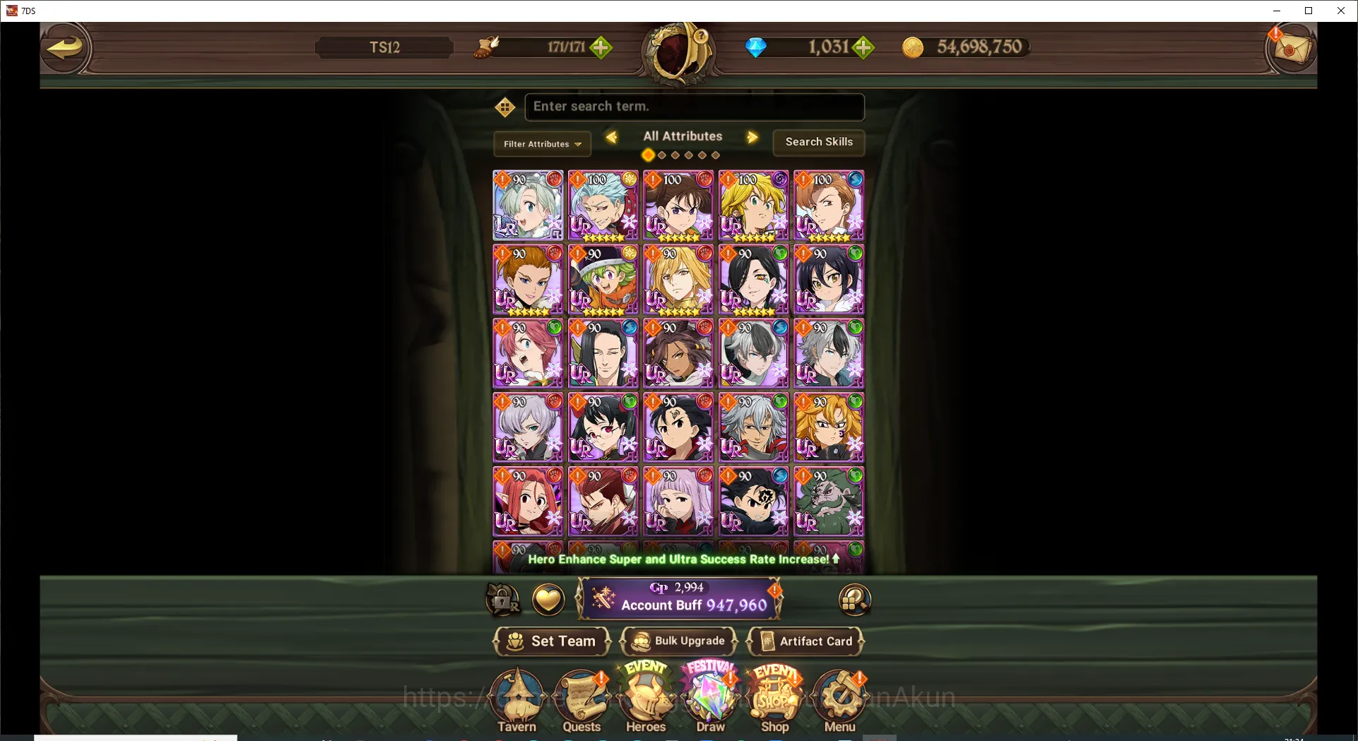 The Seven Deadly Sins: Grand Cross Accounts Midgame Asial | 947K CC | Ch 5 | Starter | 1 LR - 3 UR + 1031 Gems | Gowther 2