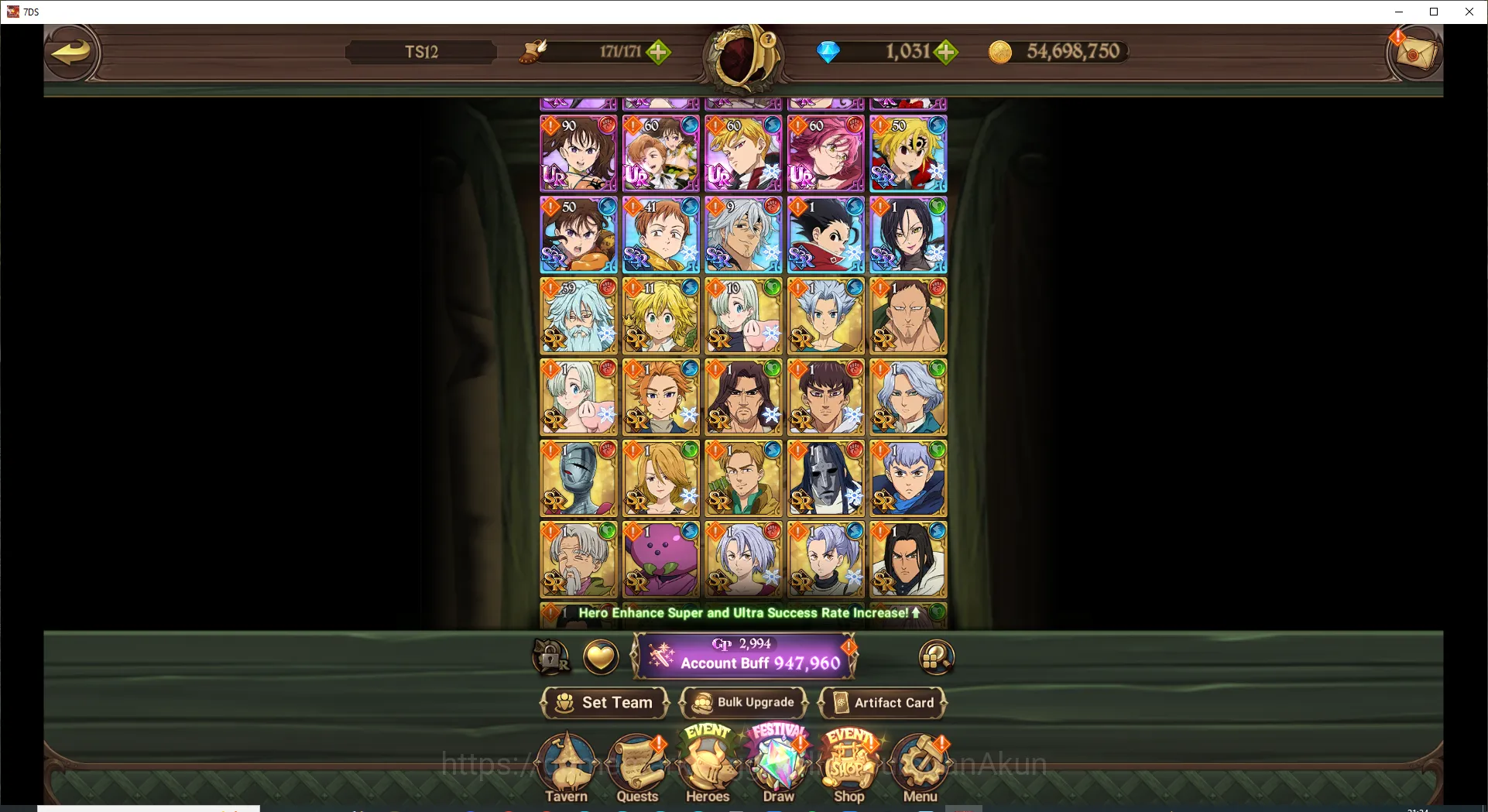 The Seven Deadly Sins: Grand Cross Accounts Midgame Asial | 947K CC | Ch 5 | Starter | 1 LR - 3 UR + 1031 Gems | Gowther 3
