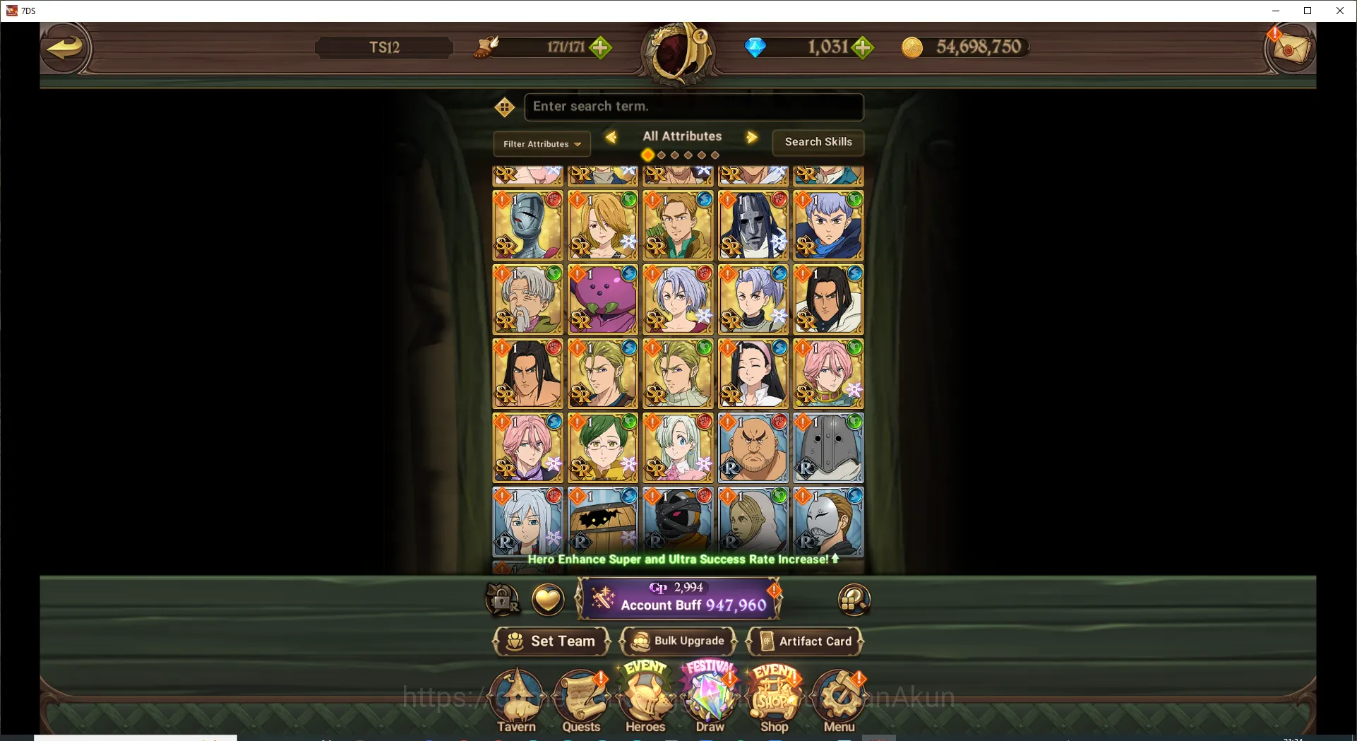 The Seven Deadly Sins: Grand Cross Accounts Midgame Asial | 947K CC | Ch 5 | Starter | 1 LR - 3 UR + 1031 Gems | Gowther 4