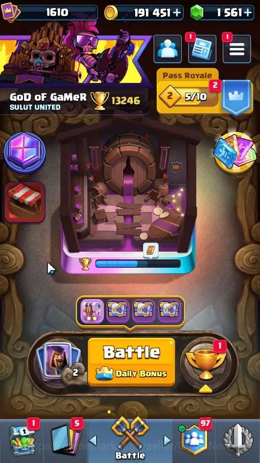 Clash Royale Accounts High-End Lv 1610|Trophy 13246|KTL 16|Card 118/122|5 Hero 14 EVO 8 Champ 26 Legend 32 Epic 29 Rare 27 1