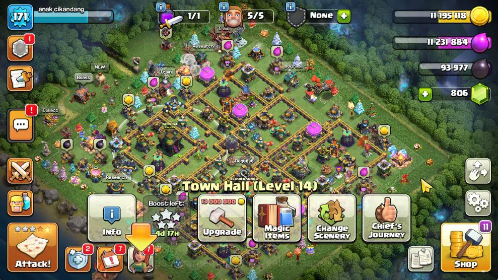 TH 14 - BH 7|Limited Skin|LV 171|HH 8|BK 72,AQ 80,GW 60,MP 41,RC 30,DD 0|CN OFF|Protect OFF|TAKE MAIL(COC2087) Clash of Clans Mid-Tier TH 14 - BH 7|Limited Skin|LV 171|HH 8|BK 72,AQ 80, image 1