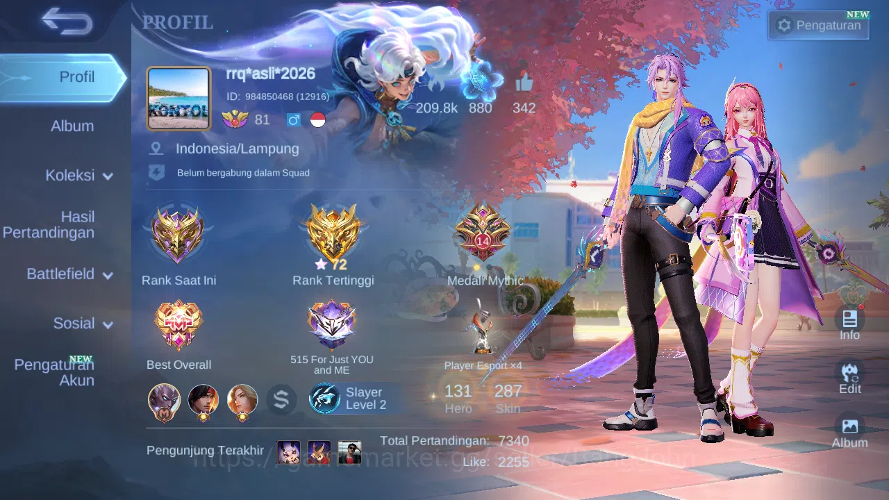 Mobile Legends: Bang Bang Accounts Hero 131 Skin 287 | Spring Miya | Vessel Clint, Be image 1