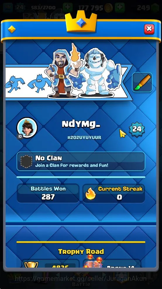 Clash Royale Accounts Lvl 24|Trophy 4836|KTL 9|Limited Skin|Card 83| 3 E image 2