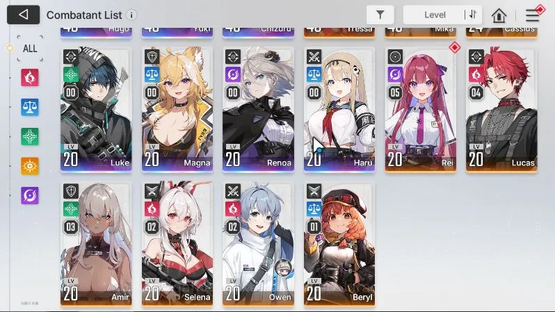 Chaos Zero Nightmare Accounts Global Lv36|7 SSR(Hugo,Yuki,Chizuru,Luke,Magna,Renoa,Haru) 9SR(TressaM6,ReiM5,Etc) 13Sr 4
