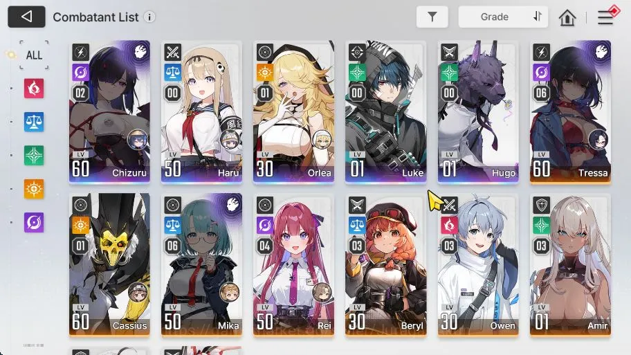 Chaos Zero Nightmare Accounts Global Lv 50|5 SSR (ChizuruM2+Sign,OrleaM1,Haru,Luke,Hugo)+9 SR(MikaM6,TressaM6,Etc)+19 SR 3