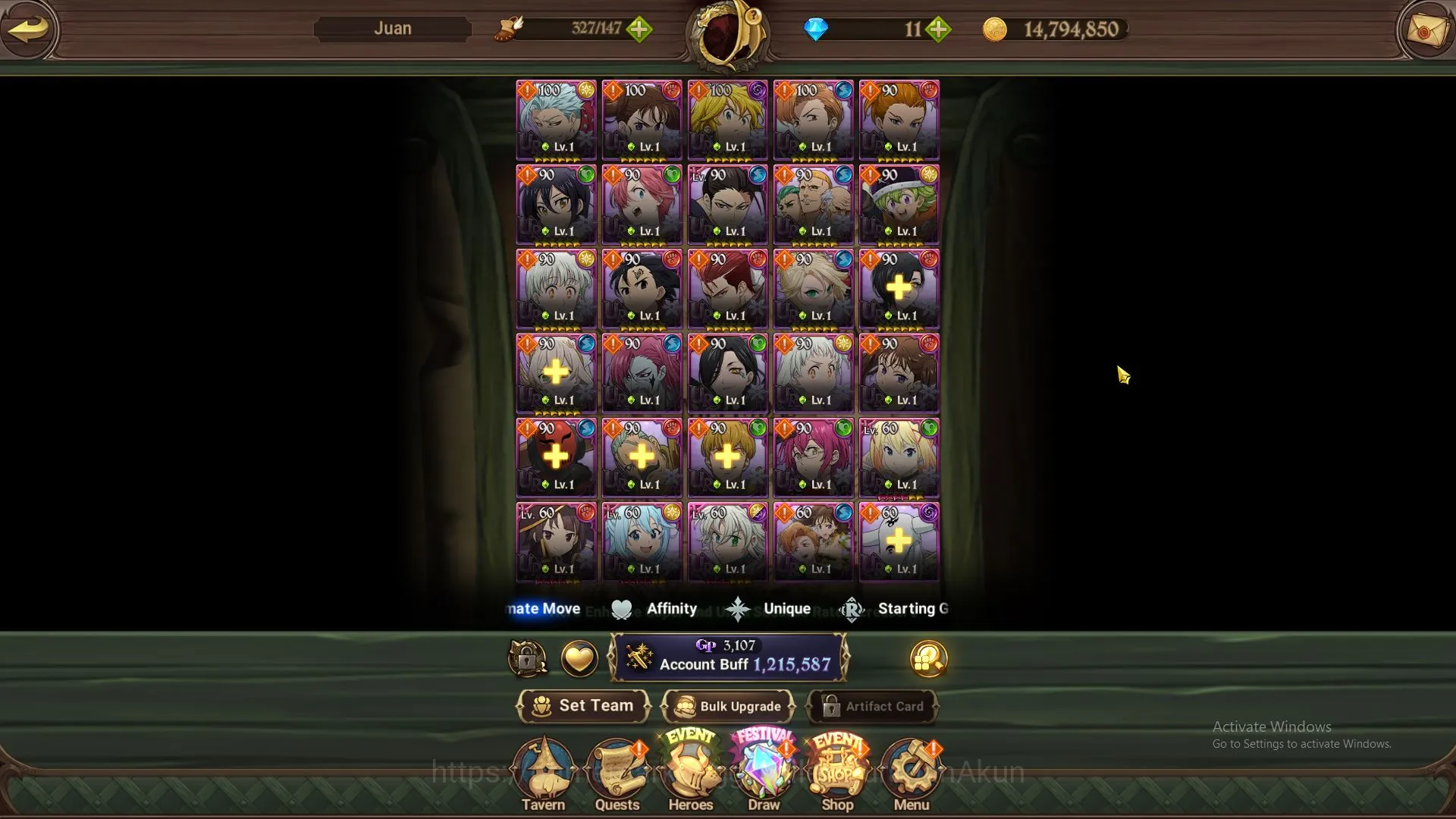 The Seven Deadly Sins: Grand Cross Accounts Midgame ASIA | 1,2M CC,CH 5 | Starter | 3 UR| Tristan, KDiane, Mael | Code Only 2