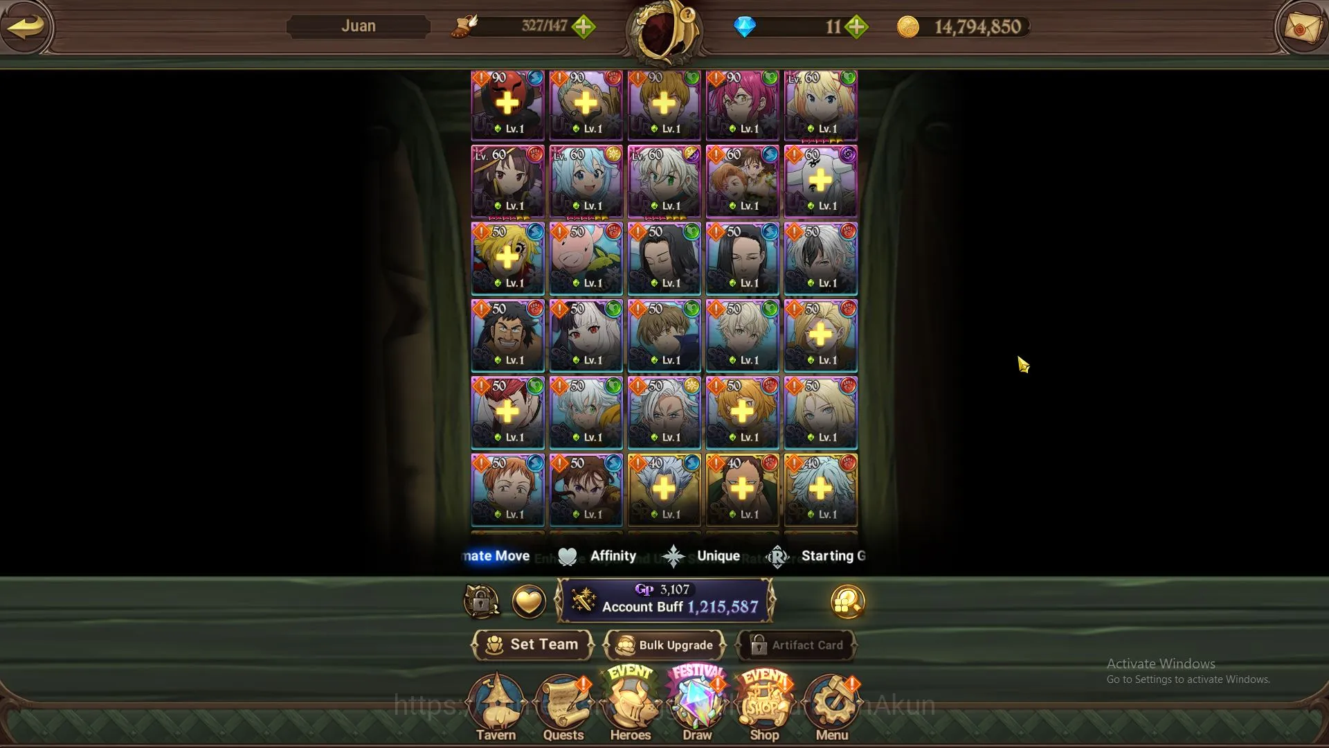The Seven Deadly Sins: Grand Cross Accounts Midgame ASIA | 1,2M CC,CH 5 | Starter | 3 UR| Tristan, KDiane, Mael | Code Only 3