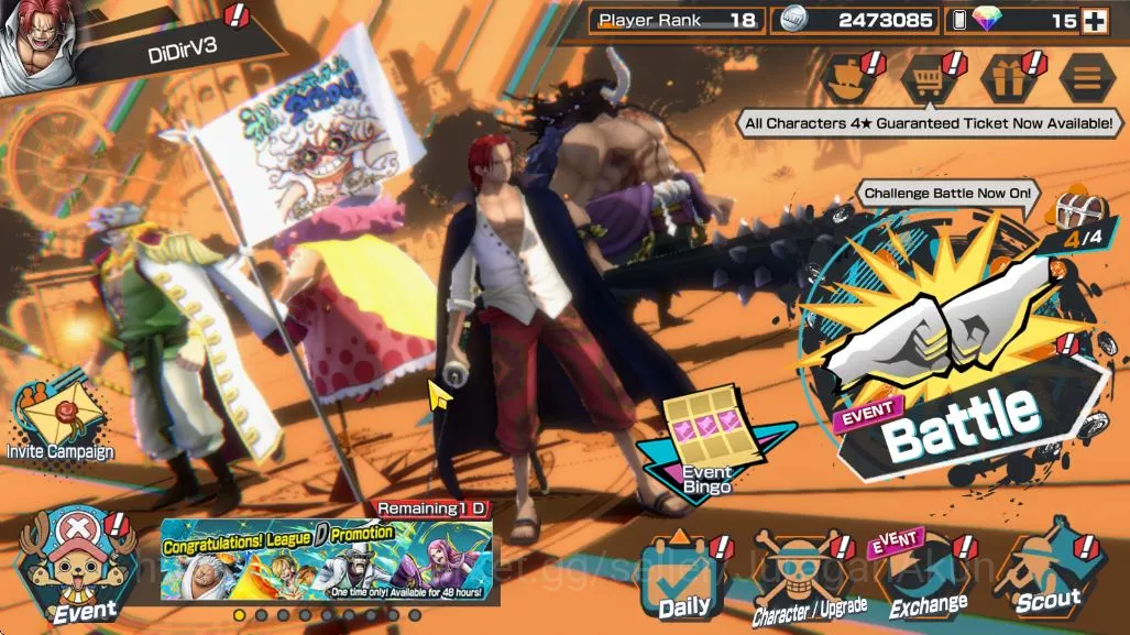 One Piece Bounty Rush Accounts Global|4 META EX[FR Shanks,Divine Shanks,Zephyr,Ku image 2