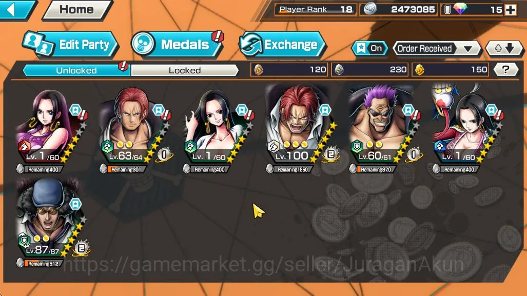One Piece Bounty Rush Accounts Global|4 META EX[FR Shanks,Divine Shanks,Zephyr,Ku image 3