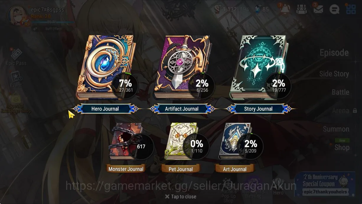 Epic Seven Accounts Starter Global Unverif|Fresh Starter|Low Progress|2ML (Faithless 3
