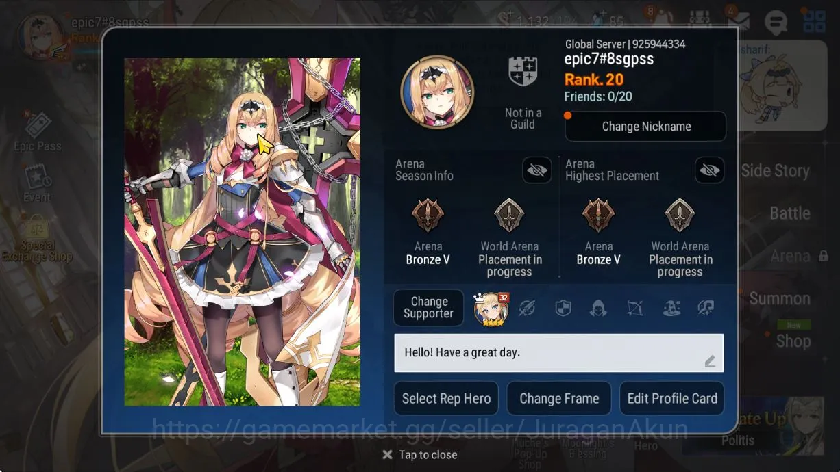 Epic Seven Accounts Starter Global Unverif|Fresh Starter|Low Progress|2ML (Faithless 5