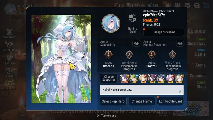 Global Unverif|Best Starter|4ML (DB Senya,DDRay,LRKrau,etc) Limited Festive Eda,SSB,Frida|BlessOn|PohOn|LogStove (ES2155) Epic Seven Starter Global Unverif|Best Starter|4ML (DB Senya,DDRay,LR image 1