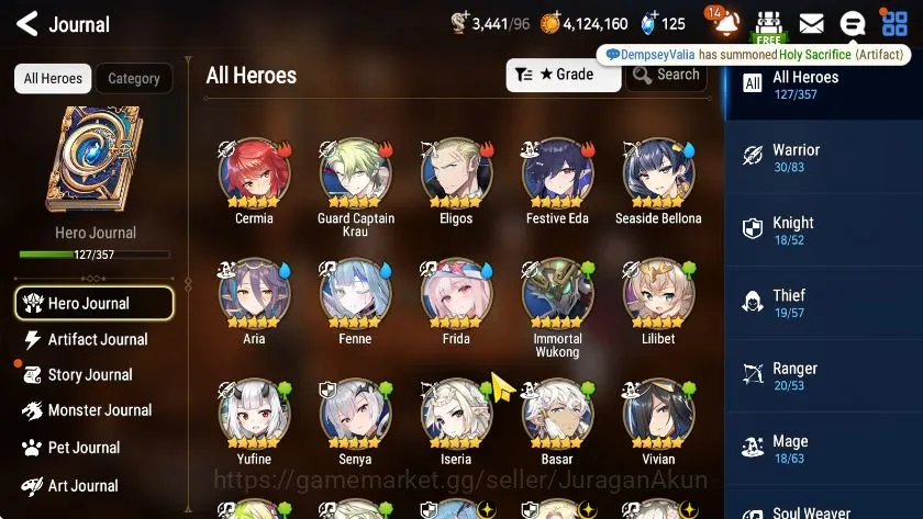 Epic Seven Accounts Starter Global Unverif|Best Starter|4ML (DB Senya,DDRay,LRKrau,etc) Limited Festive 3